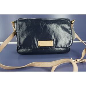 Marc Jacobs by Blue Patent Lea Shoulder Crossbody Flap Bag
